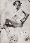 ERNESTO BAZZARO, Nude Boy Seated, etching, working proof